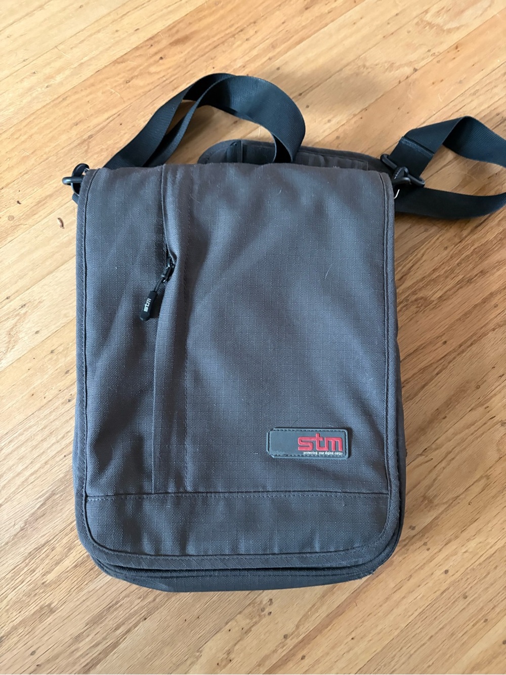 Grey Vertical Messenger Bag for Men